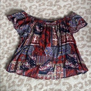 Off the shoulder top with front slit